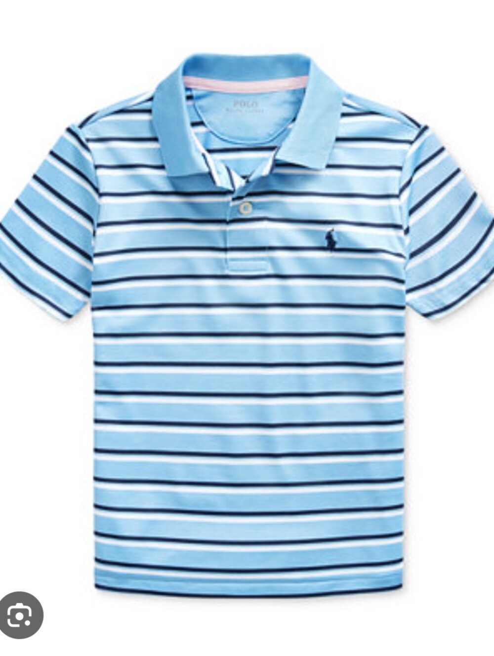 Polo Ralph Lauren Performance Polo Shirt Boys L Blue Striped Golf Pony Preppy